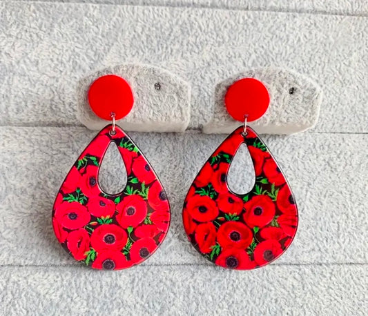 Red Rose Acrylic Drop Earrings