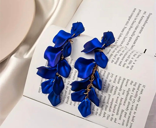 Blue Rose Petal Earrings