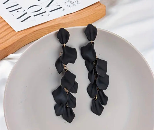 Black Rose Petal Earrings