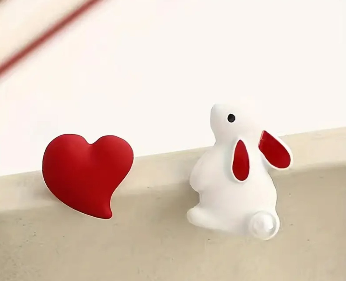 Red Heart &amp; Bunny Stud Earrings