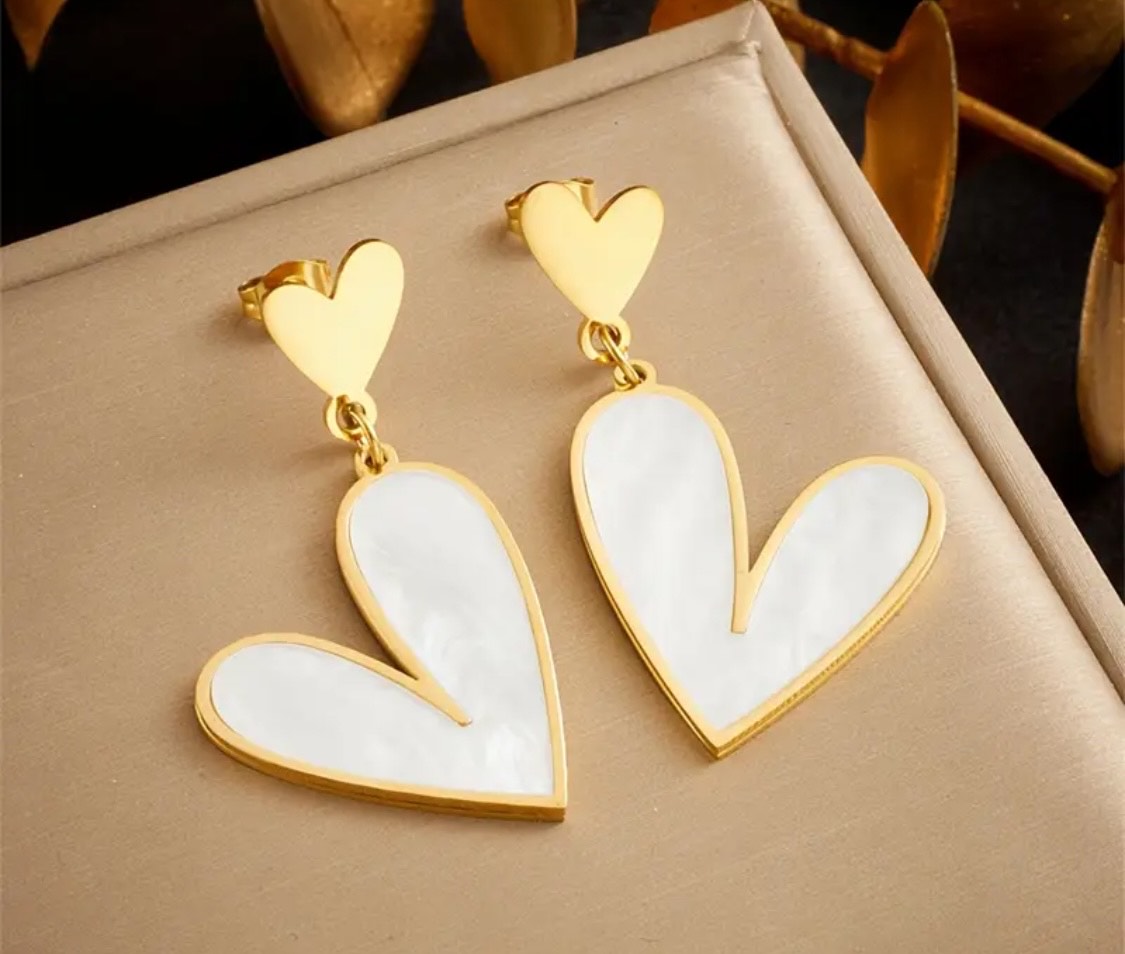 Heart-Shaped Shell Earrings