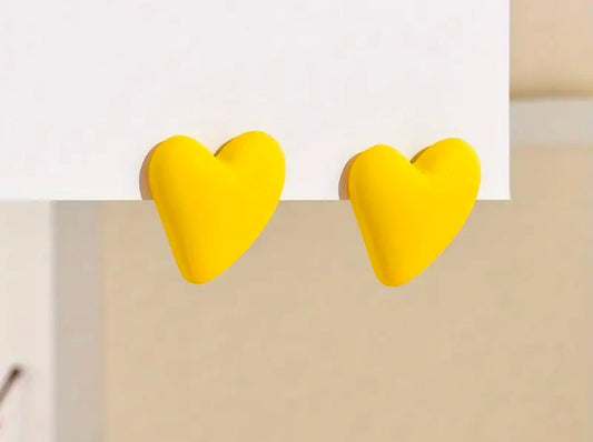 Yellow Heart Shaped Stud Earrings