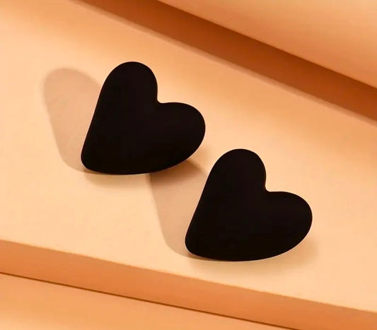 Black Heart Shaped Stud Earrings