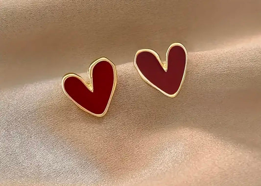 Red Heart Stud Earrings